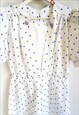 VINTAGE WHITE DRESS DRESSES POLKA DOTS WHITE MIDI LACE