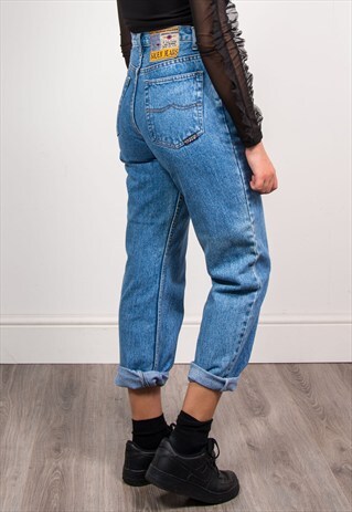 90'S VINTAGE HIGH WAIST BLUE MOM JEANS