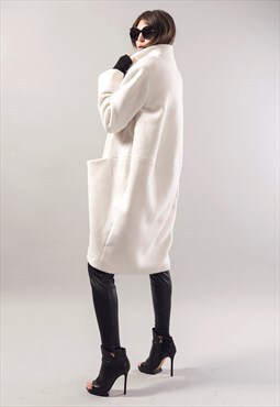 Straight coat White  Poly-viscose Winter Extravagant F1731