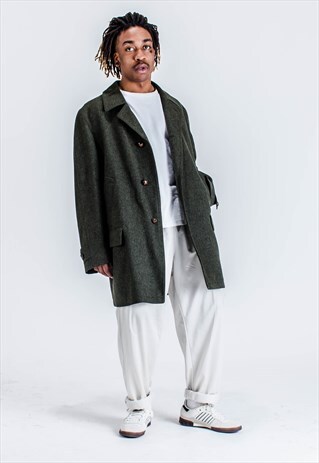 VINTAGE WOOL GERMAN OVERCOAT IN GREEN