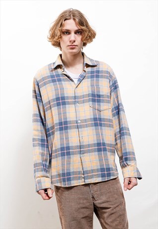 VINTAGE 80S BELFE MULTICOLOR CHEKERED FLANNEL SHIRT MEN M