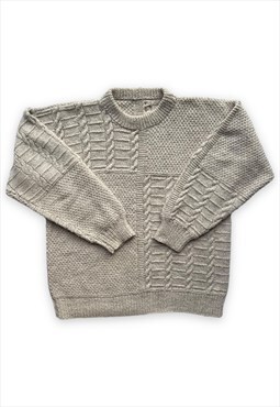 Vintage jumper handknit sweater cable knit beige