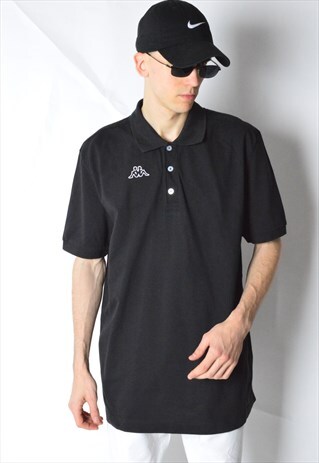 BLACK MINIMALIST KAPPA POLO SHIRT