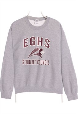 Vintage 90's Gildan Sweatshirt Printed College Grey Medium