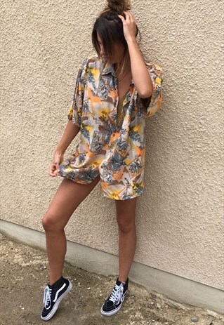 PATTERNED OVERSIZED RETRO VINTAGE UNISEX FESTIVAL SHIRT
