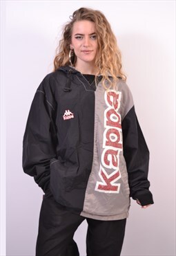 Vintage Kappa Pullover Rain Jacket Black