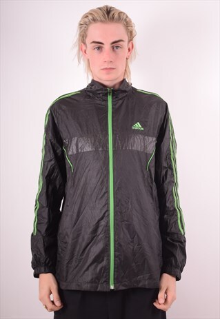 ADIDAS MENS VINTAGE TRACKSUIT TOP JACKET MEDIUM BLACK 90S