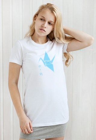 ORIGAMI CRANE T SHIRT - KAWAII JAPANESE KANJI YOGA JAPAN