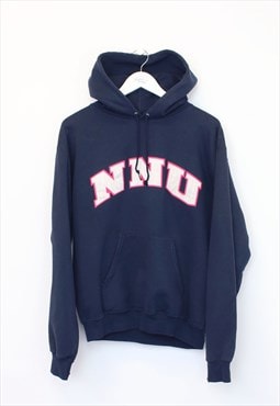 Vintage Champion NNU hoodie in blue. Best fits L