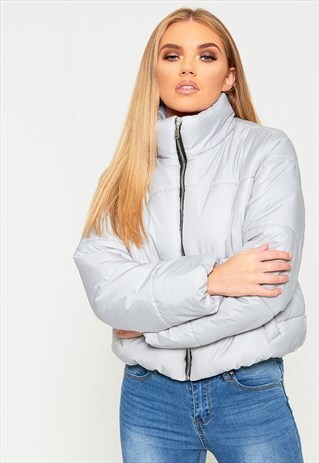 HIGH NECK CROPPED PUFFER COAT