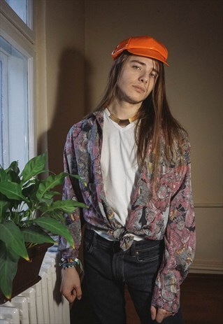 VINTAGE FLOWER PATTERNED PURPLE SHIRT