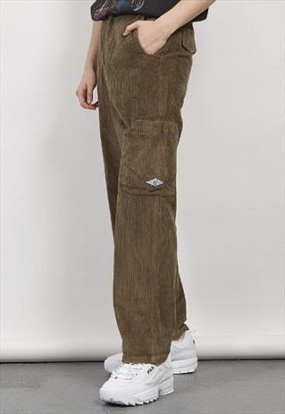 VINTAGE 90'S BROWN HEAVY CORDUROY CARGO PANTS