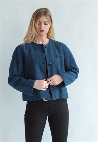 VINTAGE 80S BLUE BELL JACKET IN ROUND NECK
