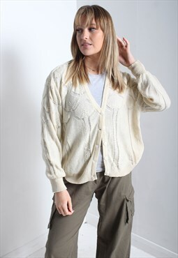 Vintage 1980's Slouchy Fit Cardigan Cream