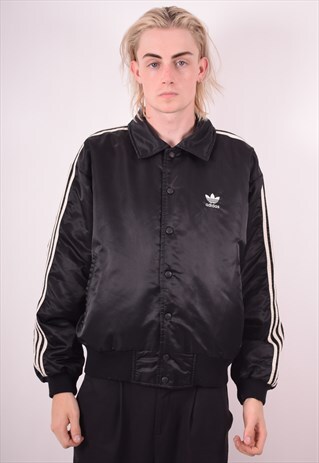 ADIDAS MENS VINTAGE JACKET MEDIUM BLACK 90S