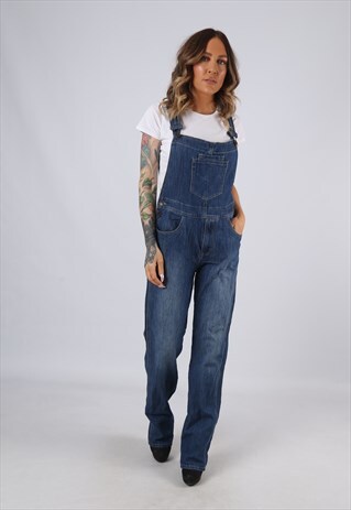 DENIM DUNGAREES VINTAGE STRAIGHT LONG LEG UK 12 (BJBF)