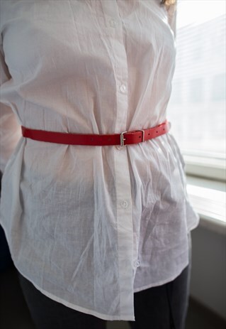 VINTAGE 70'S TINY RED LEATHER BELT