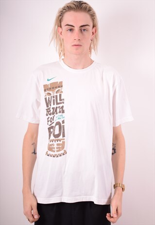 NIKE MENS VINTAGE T-SHIRT TOP LARGE WHITE 90S