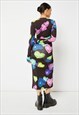 SKINNYDIP LONDON NEON HEART MIDI DRESS IN BLACK