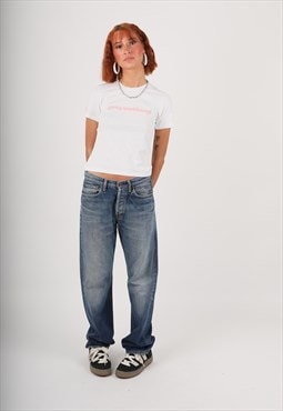 00s Y2K Replay Straight cut wide leg jeans in stonewash blue