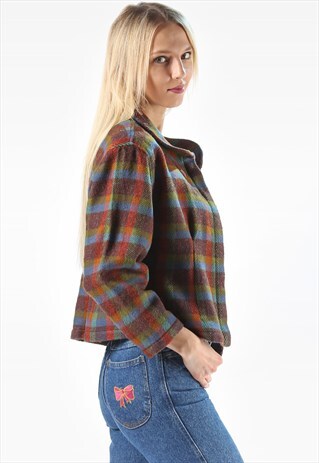 PLAID WOOL JACKET CROPPED
