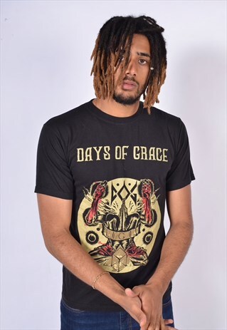 VINTAGE DAYS OF GRACE GRAPHIC PRINT T-SHIRT BLACK