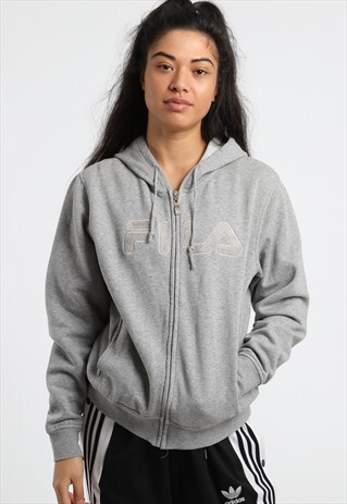 90S FILA EMBROIDERED SPELL OUT ZIPPED HOODIE
