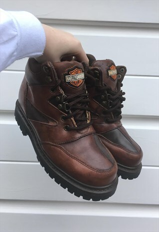 UNISEX VINTAGE 80S REAL LEATHER HARLEY DAVIDSON BOOTS SHOES