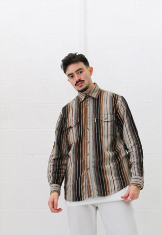 VINTAGE 70S STRIPE CORD SHIRT