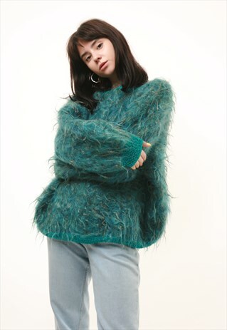80S VINTAGE MOHAIR OVERSIZED WOOL PATTERN JUMPER 569