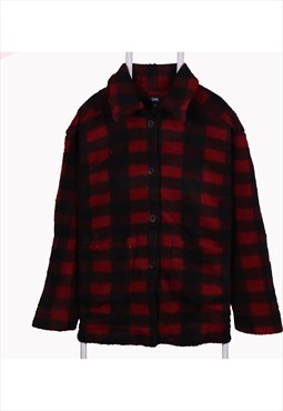 Lee 90's Lumberjack Wool Button Up Fleece Jumper XLarge Blac