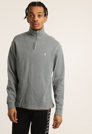 VINTAGE RALPH LAUREN EMBROIDERED 1/4 ZIP KNITTED SWEATSHIRT