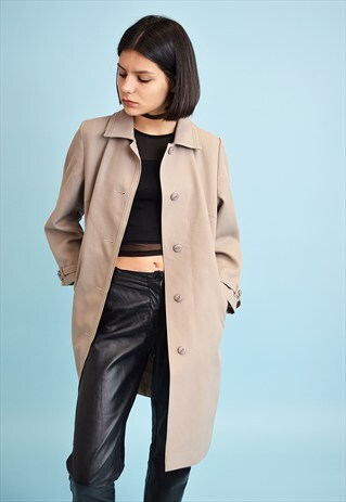 VINTAGE 70'S RETRO MINIMALIST TRENCH COAT MAC