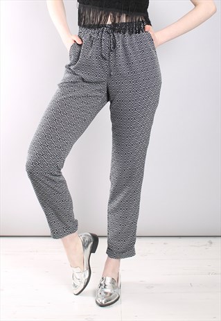 VINTAGE 80S PATTERNED HIGH WAISTED TAPERED TROUSERS
