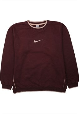 Vintage 90's Nike Sweatshirt Swoosh Crew Neck Burgundy Red