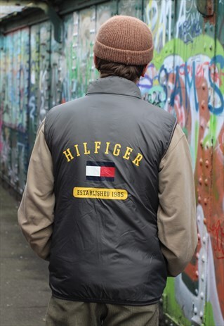 VINTAGE 90S TOMMY HILFIGER REVERSIBLE PUFFER PADDED GILET