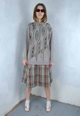 VINTAGE 90'S UNISEX BAGGY KNITTED ABSTRACT FESTIVAL JUMPER
