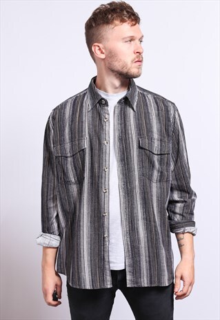 VINTAGE CORDUROY CORD STRIPED SHIRT