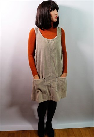 VINTAGE 90'S BEIGE CORDUROY DRESS