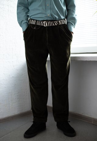 VINTAGE 80'S KHAKI CORDUROY TROUSERS