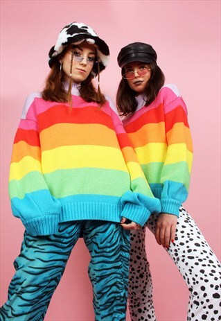 RAINBOW STRIPY KNITTED JUMPER