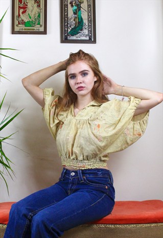 BOHO BIG SLEEVE CROP TOP