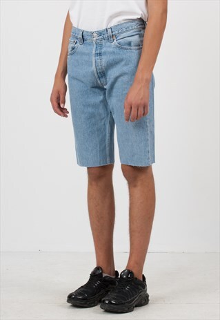 VINTAGE RETRO LIGHT BLUE LEVI'S 501 FIT MIDI DENIM SHORTS