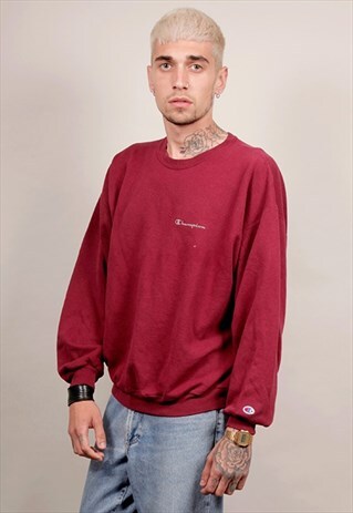 90'S VINTAGE CHAMPION BURGUNDY LOGO SWEATSHIRT