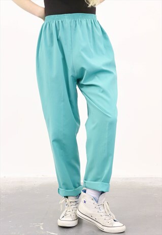 VINTAGE 1990S TURQUOISE HIGH-WAISTED TROUSER