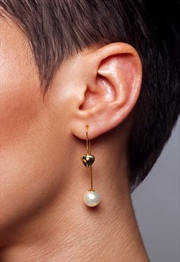 Faux Pearls of Heart Earrings