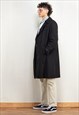 VINTAGE 80'S MEN DOUBLE-BREASTED TRENCH COAT IN BLACK