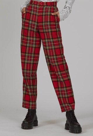 RARE VINTAGE 80'S LINED HIGH WAISTED BENETTON TARTAN TROUSER