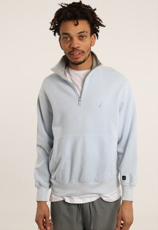 VINTAGE NAUTICA EMBROIDERED LOGO 1/4 ZIP SWEATSHIRT