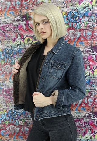 VINTAGE SHERPA LINED DENIM JACKET. UNISEX.